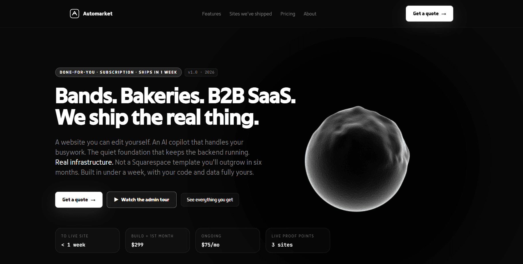 Automarket, homepage screenshot