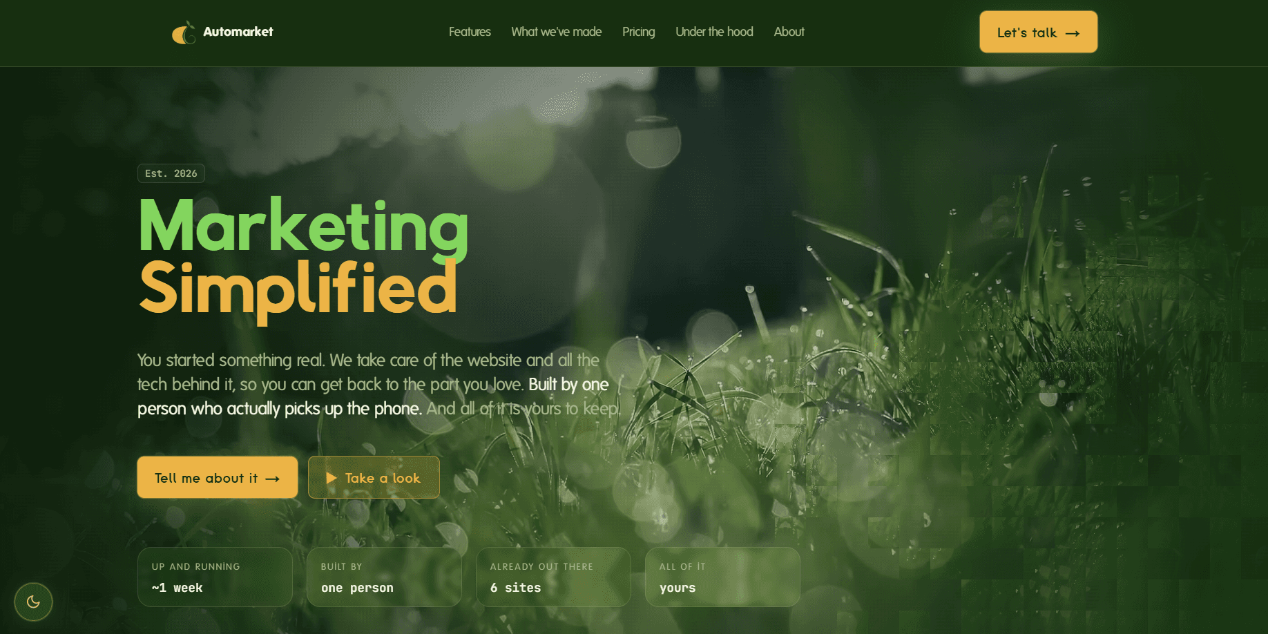 Automarket, homepage screenshot