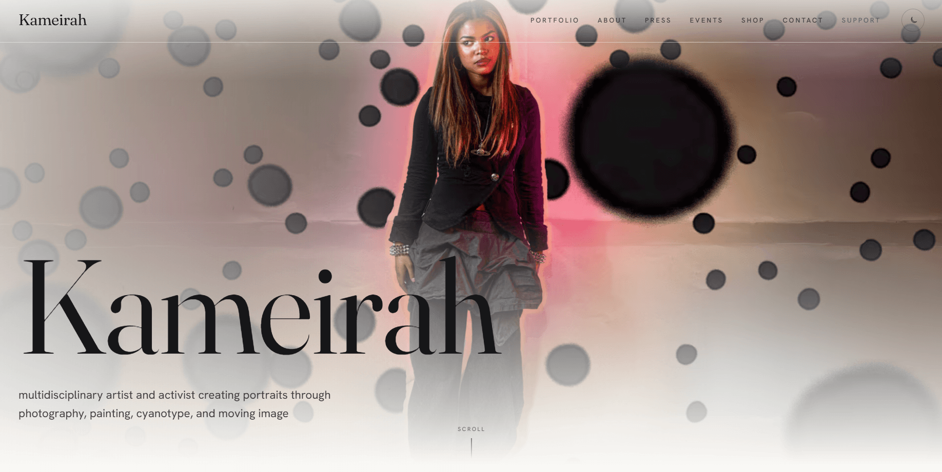 Kameirah, homepage screenshot